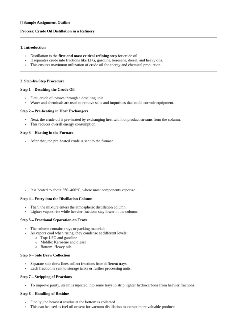 Sample Assignment PetroChemical 1 (1) | PDF | Distillation | Petroleum