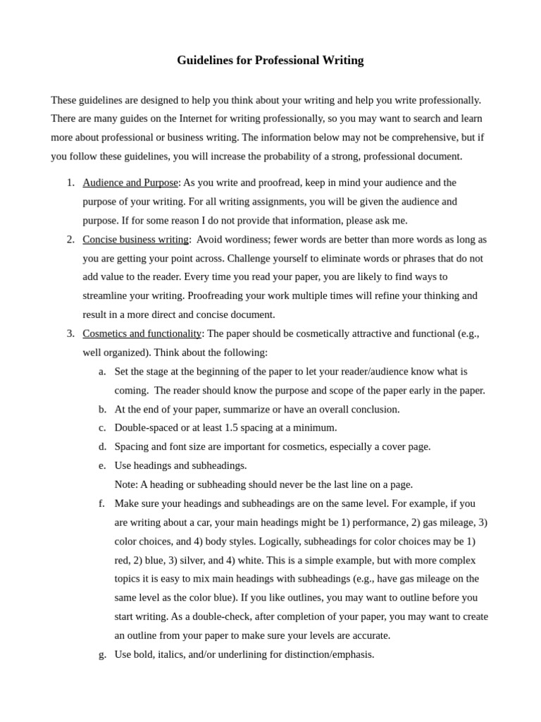 Guidelines For Professional Writing | PDF