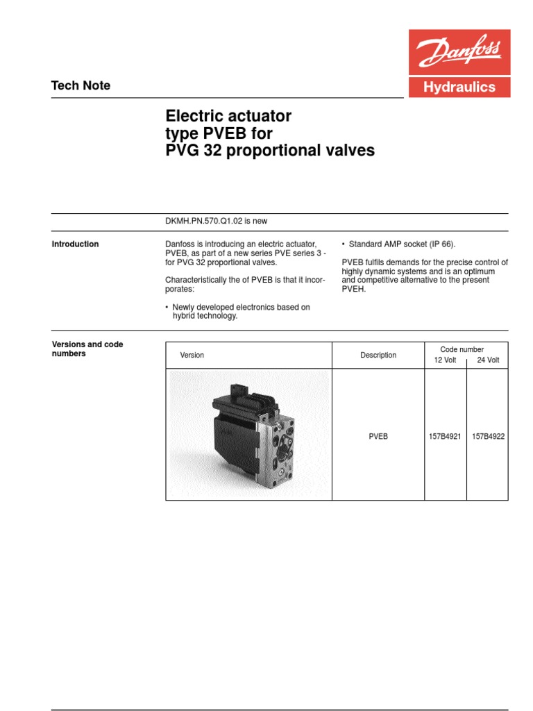 Electric Actuator PVEB for PVG 32 Proportional Valves: Technical ...
