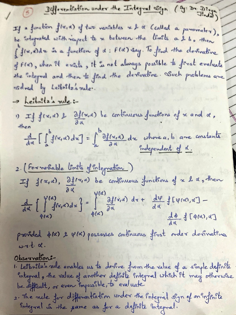 Differential under integral sign | PDF