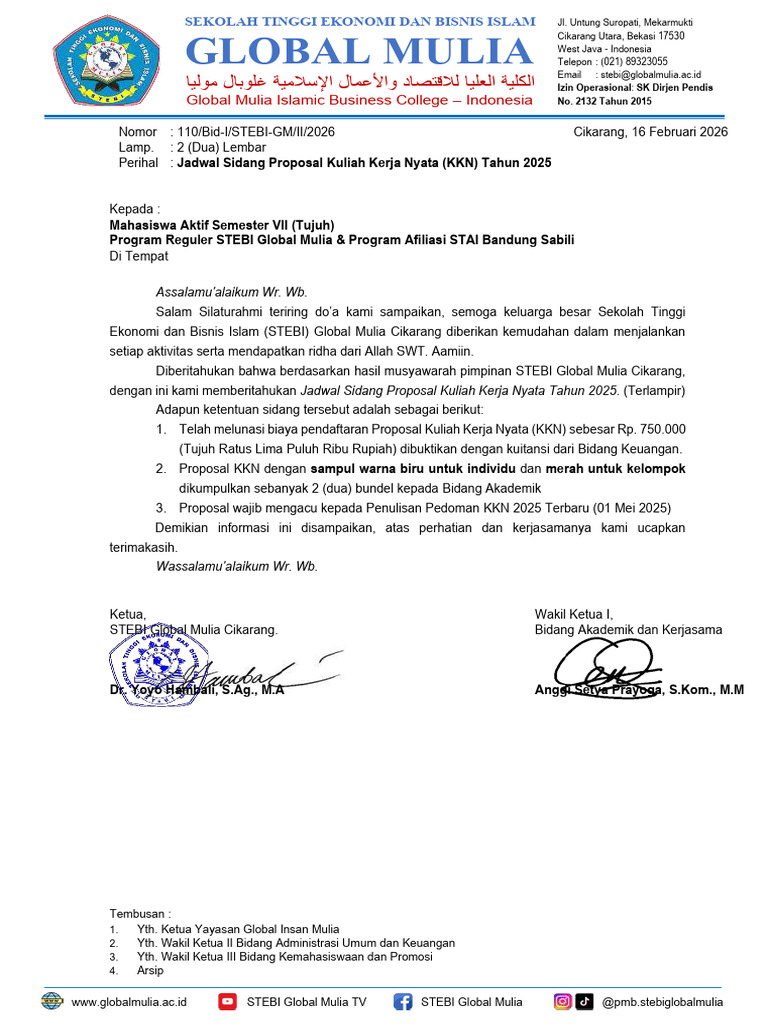 Informasi Sidang Proposal KKN Tahun 2025 | PDF
