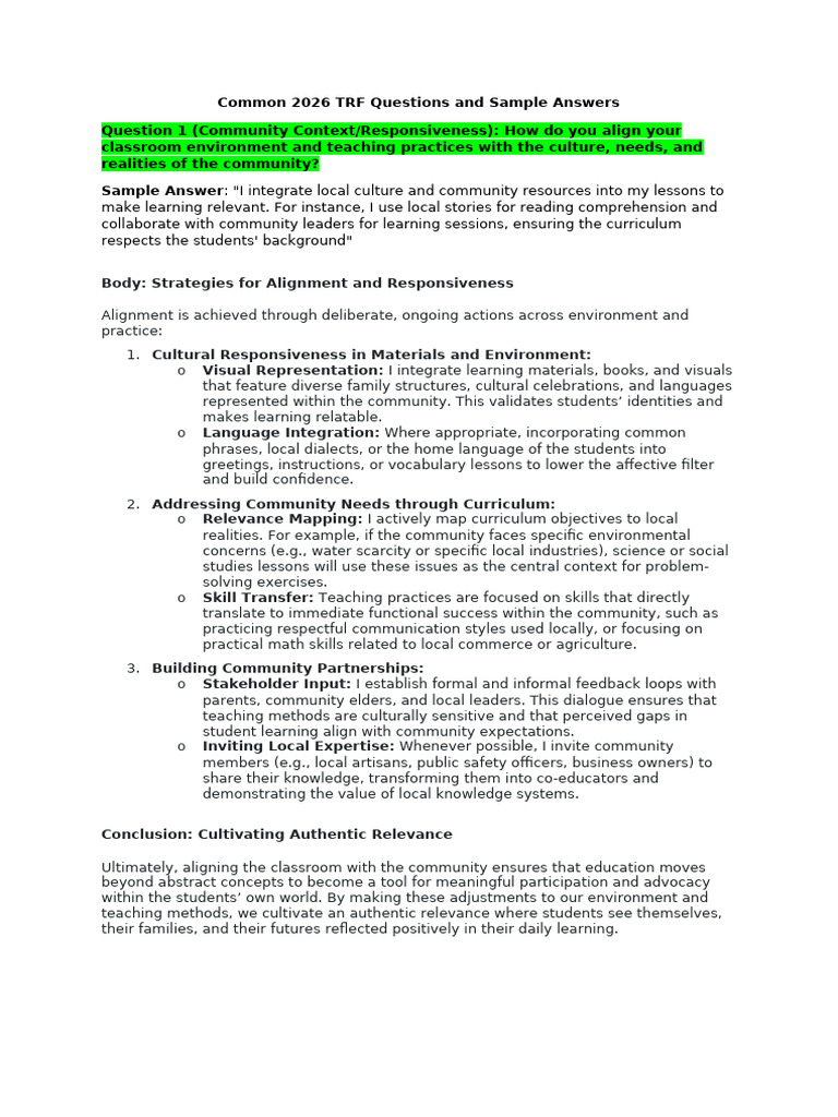 TRF Practice | PDF | Learning | Community