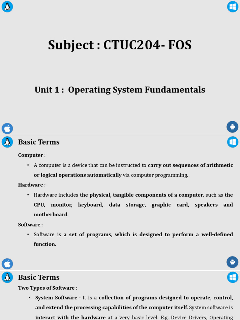 Unit 1-Operating System Fundamentals | PDF | Operating System | Process ...