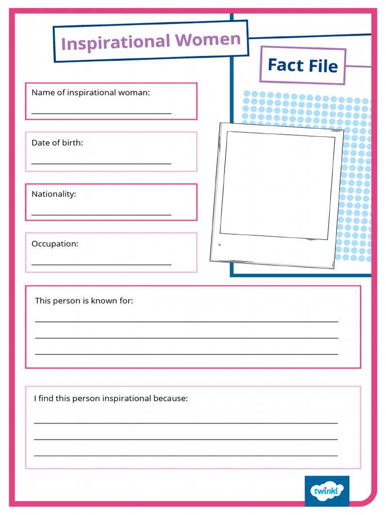 Inspirational Women Fact File Template | PDF