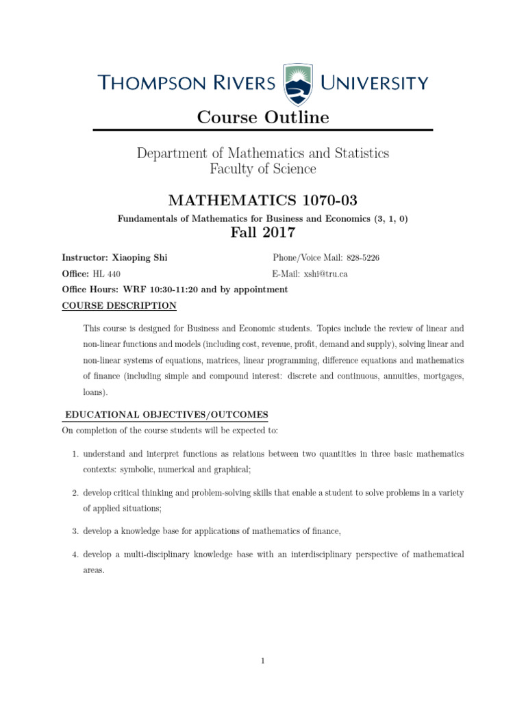 f17 Math 1070 Shi | PDF | Mathematics | Nonlinear System