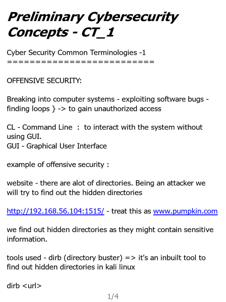 14Jan2026 Preliminary Cybersecurity Concepts CT 1 | PDF | Security ...