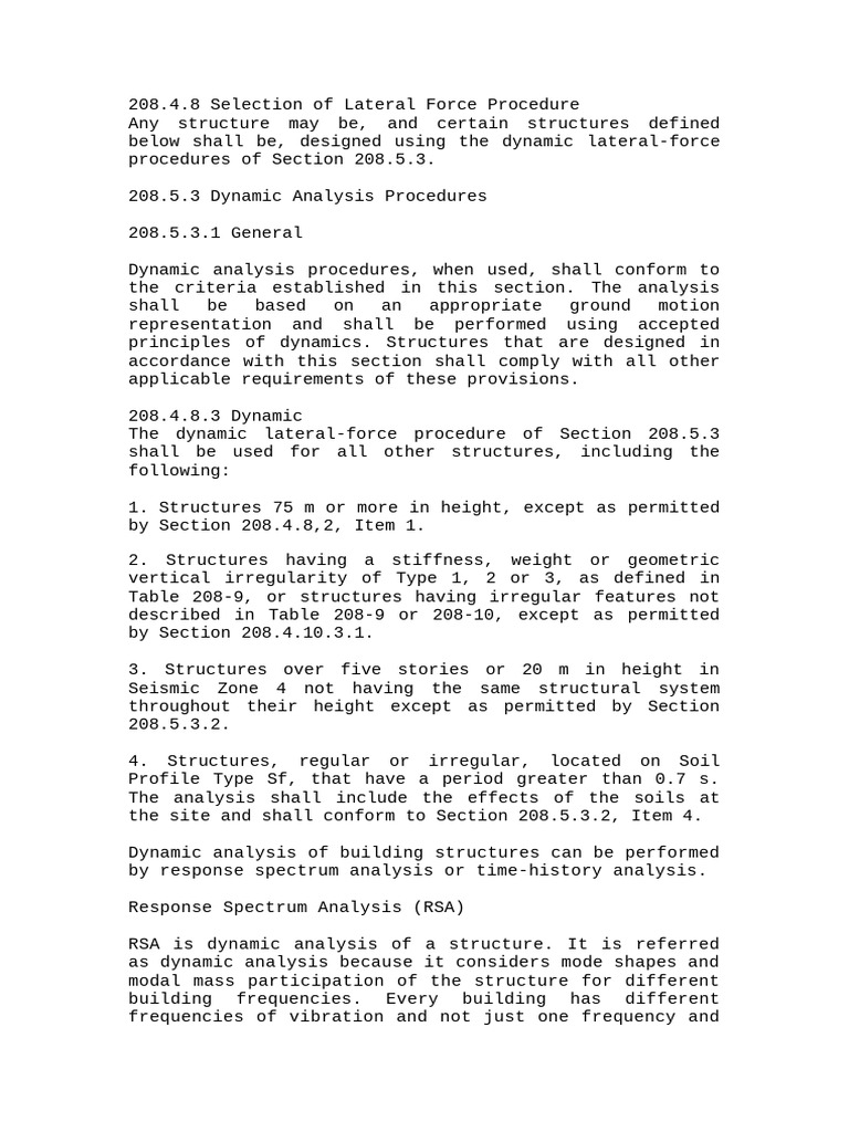 Selection of Lateral Force Procedure | PDF | Normal Mode | Pendulum