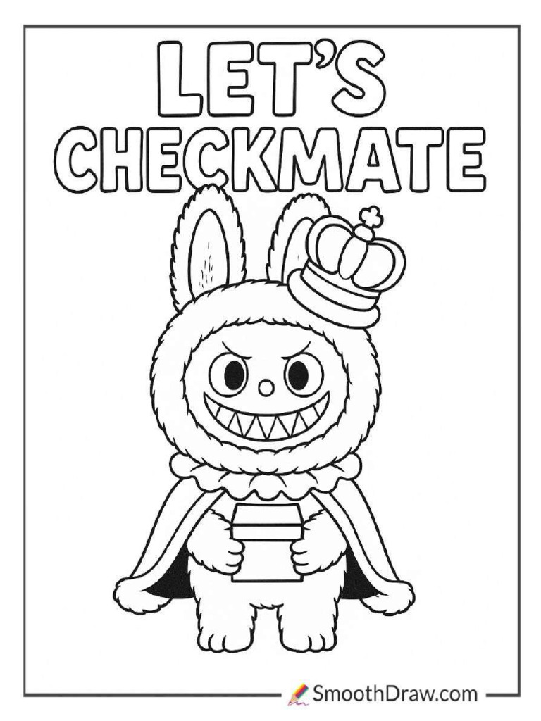 Labubu Lets Checkmate Coloring Page | PDF