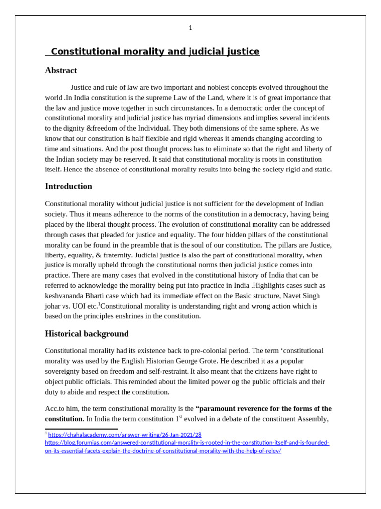 Constitutional Morality and Judicial Justice | PDF | Constitution | Justice