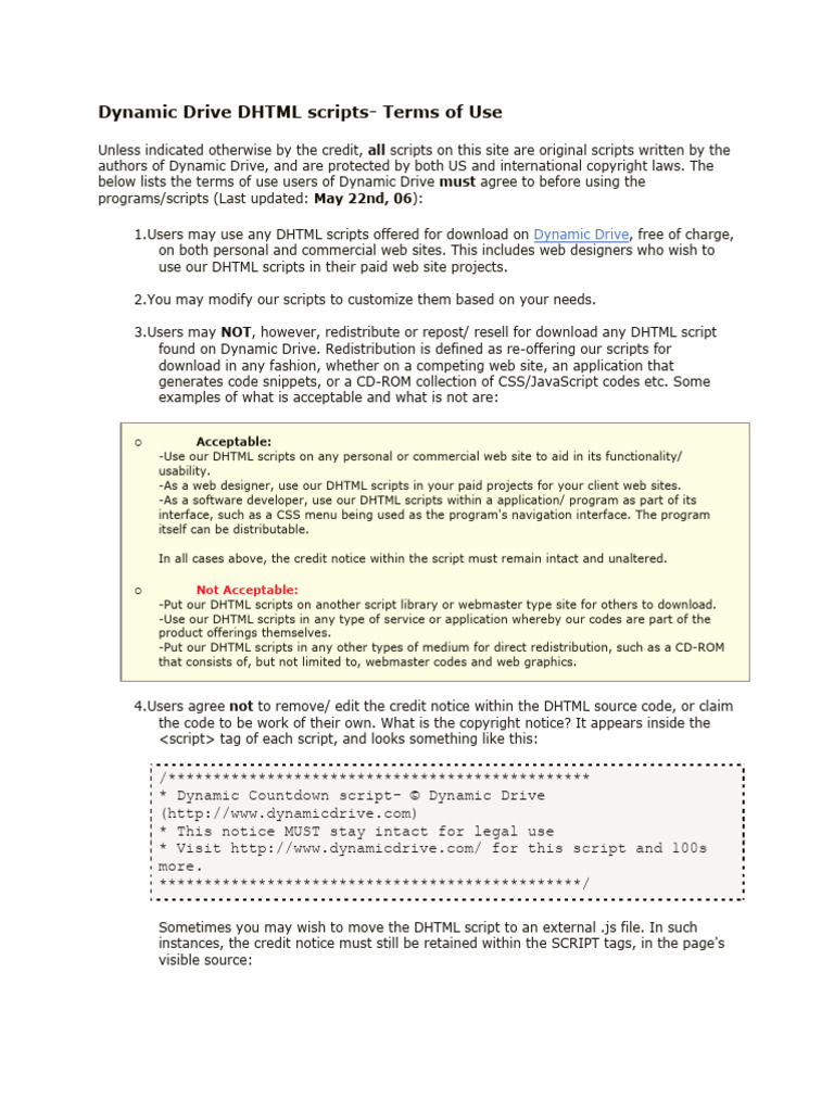Dynamic Drive 1.0 License - English | PDF | Dynamic Html | Web Design