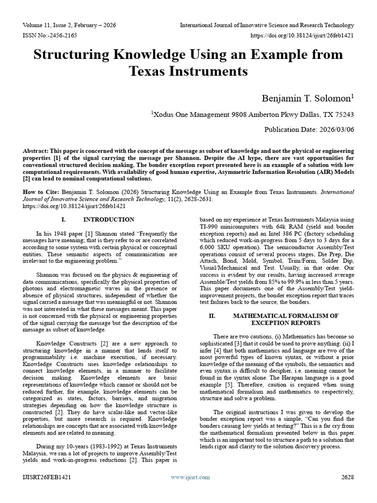 Structuring Knowledge Using an Example from Texas Instruments | PDF ...