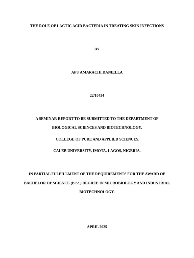 THE ROLE OF LACTIC ACID BACTERIA IN TREATING SKIN INFECTIONS | PDF ...
