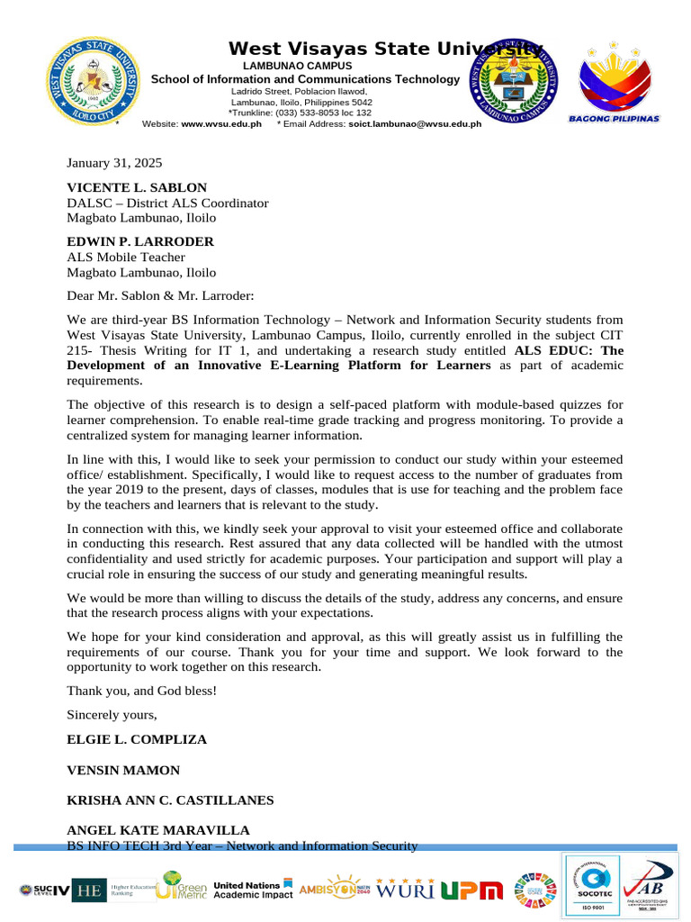 Letter Permit To Study Nis | PDF