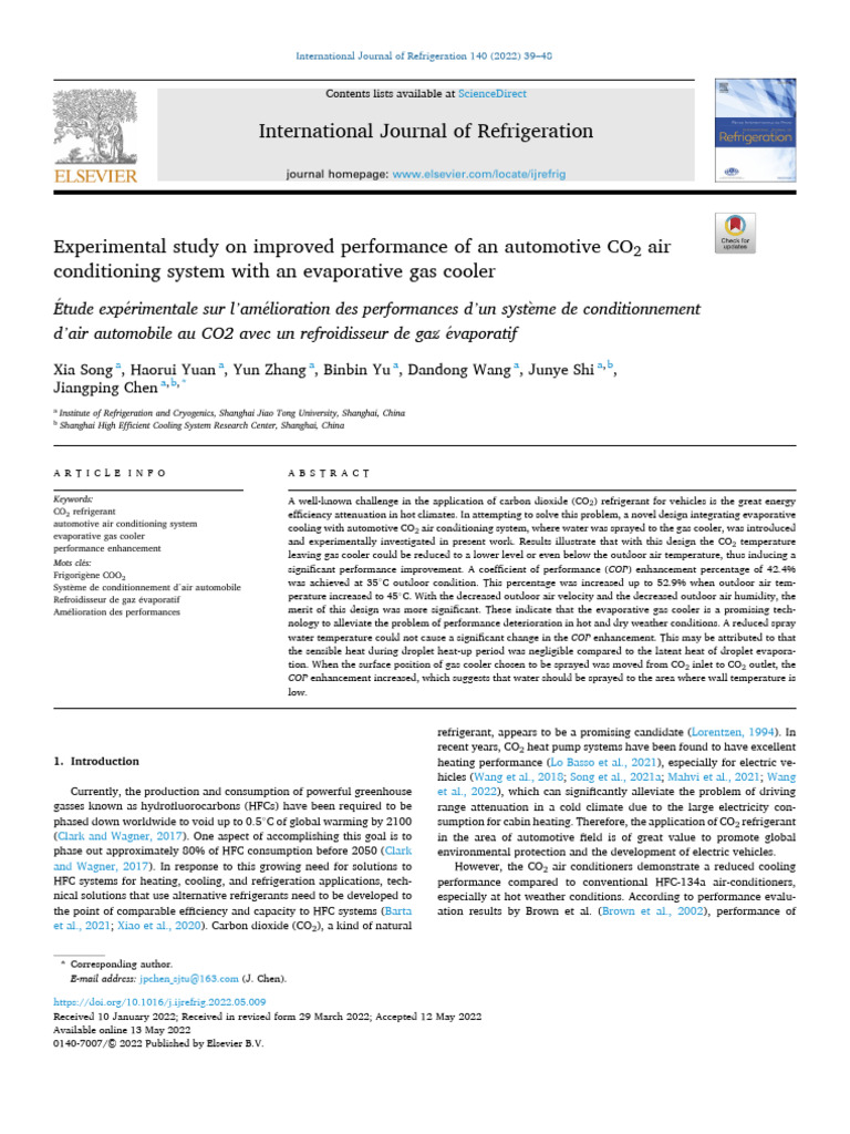 Experimental Study on Improved Performance of an Automotive CO2 Air ...
