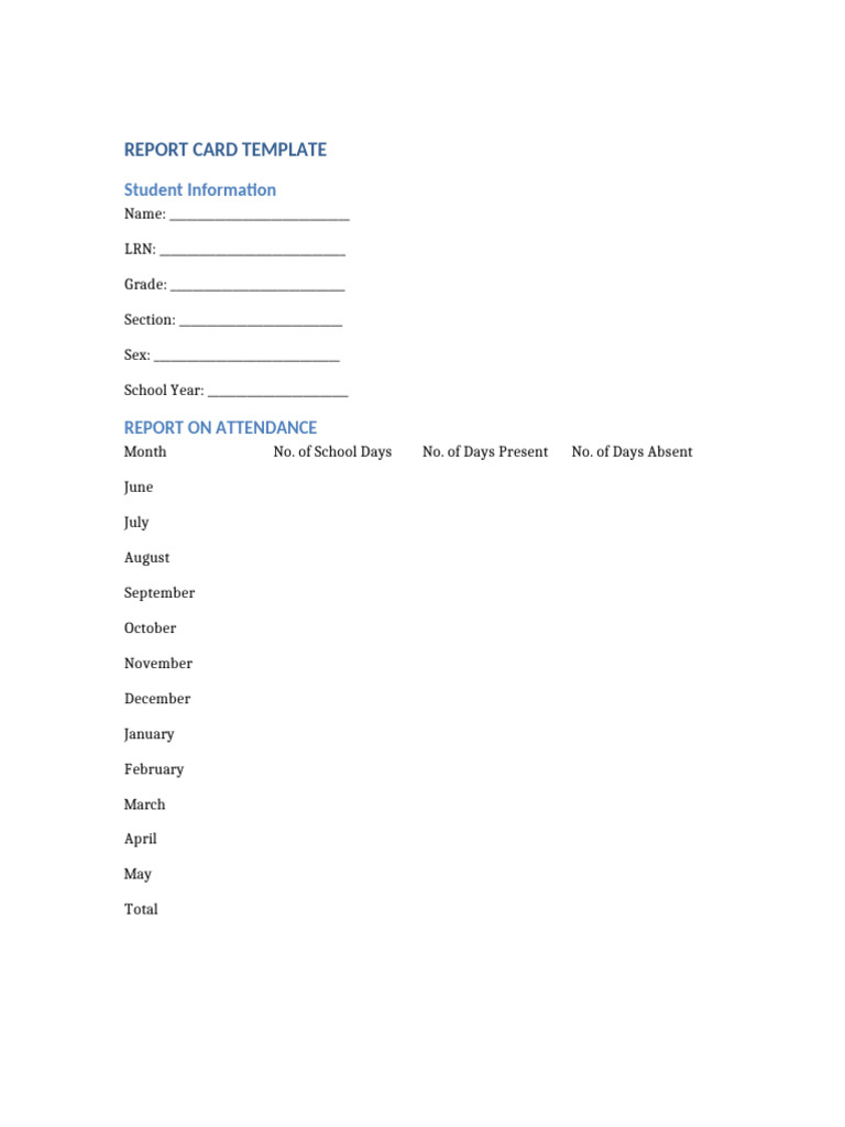 Report Card Template-1 | PDF