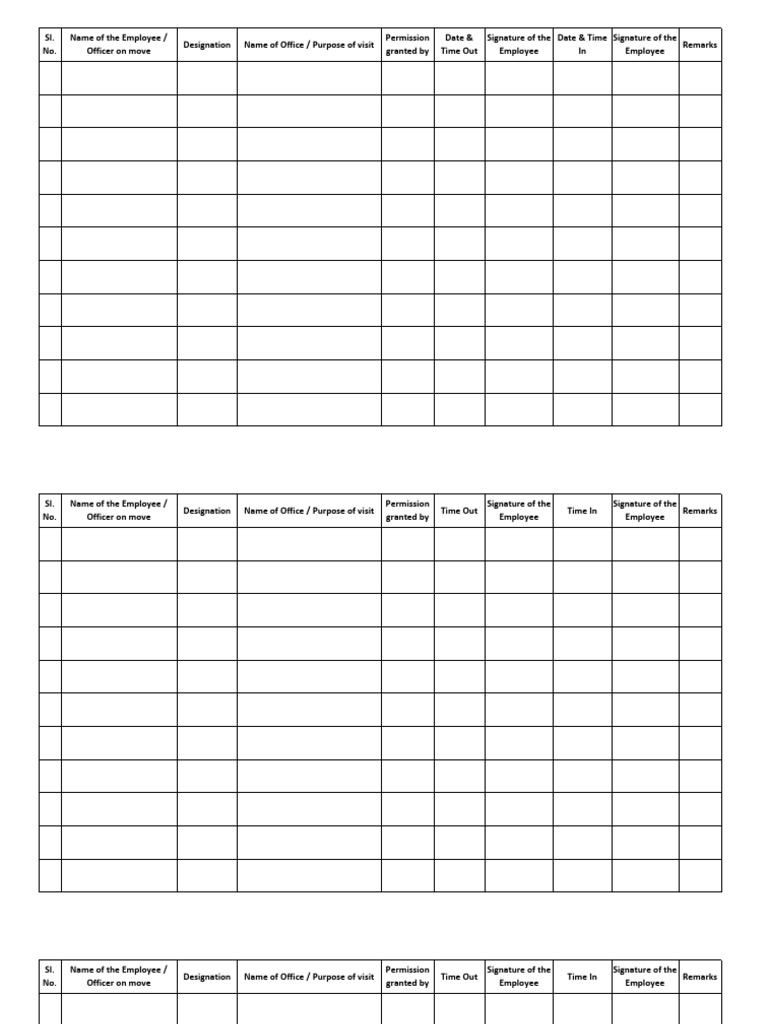 Movement Register | PDF