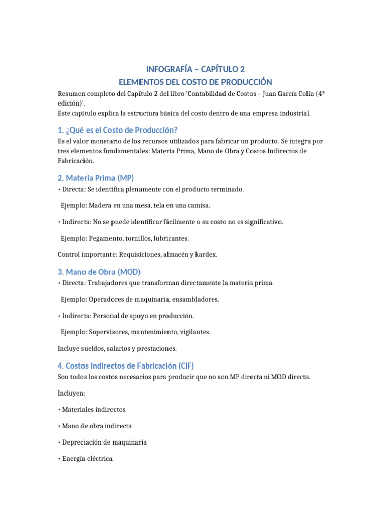 Infografia Completa Capitulo 2 Contabilidad de Costos | PDF