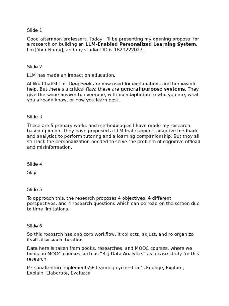 Opening Proposal Presentation Script | PDF