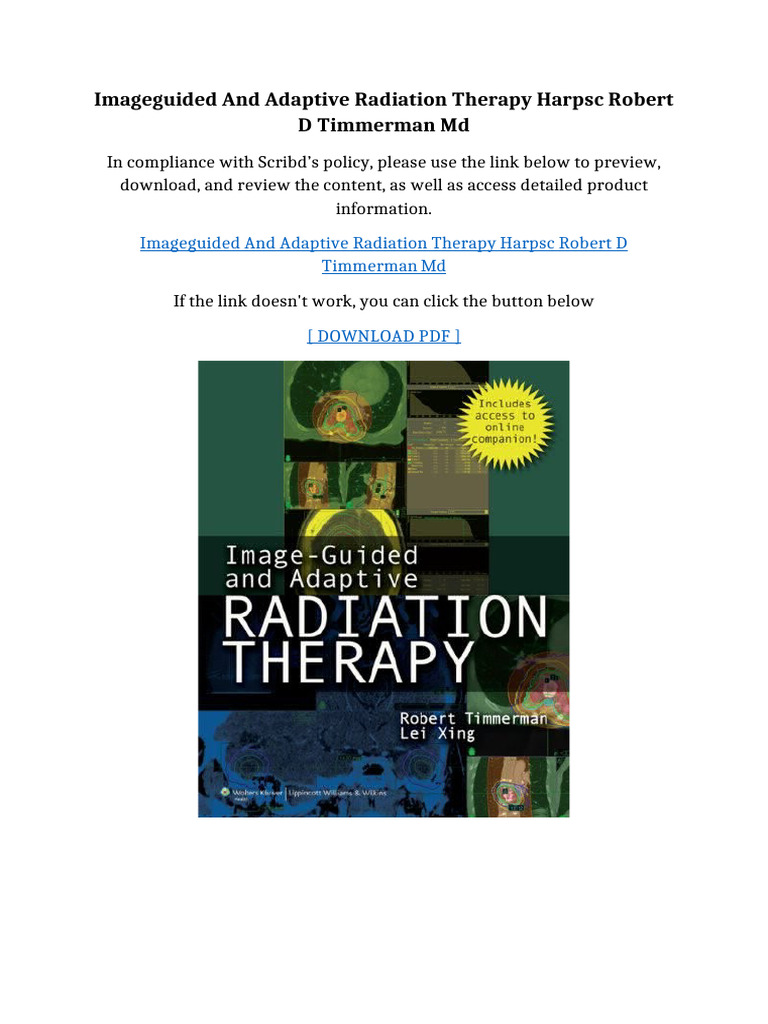 Imageguided And Adaptive Radiation Therapy Harpsc Robert D Timmerman Md ...