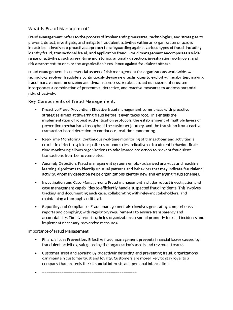 What Is Fraud Management | PDF | Risk Assessment | Fraud