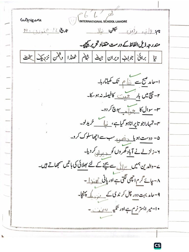 Urdu Sample Work (26-30 Jan) | PDF