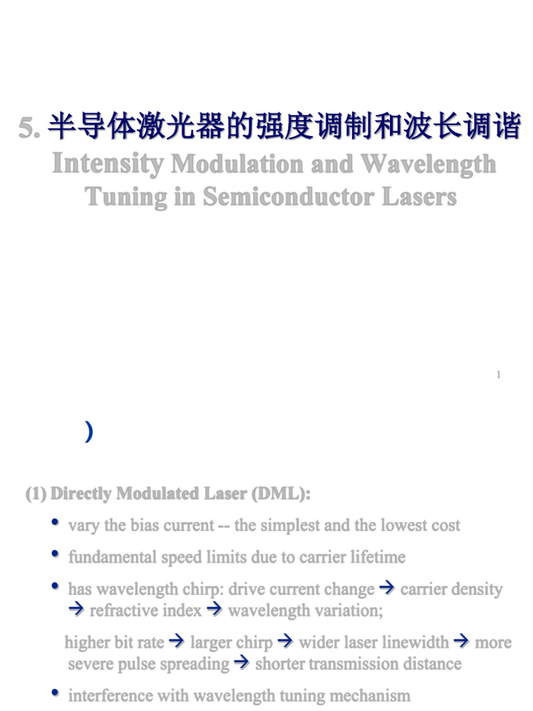 Semiconductor Optoelectronics 5-Intensity Modulation and Wavelength ...