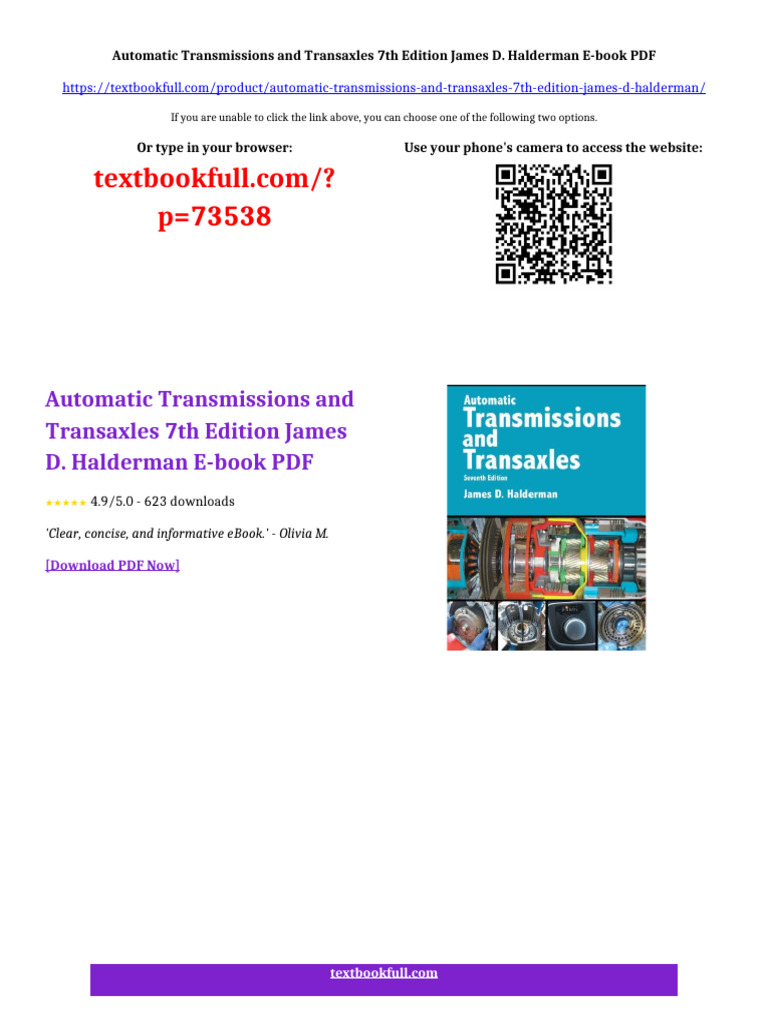 Automatic Transmissions and Transaxles 7th Edition James D. Halderman ...