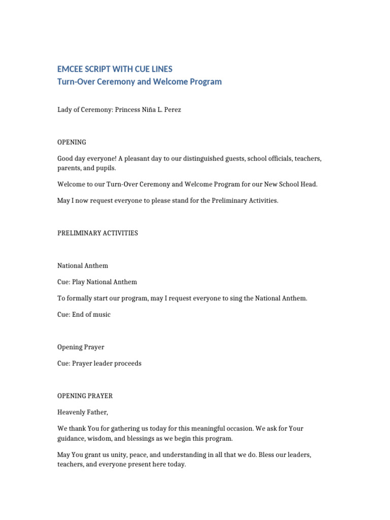 Emcee Script With Cue Lines | PDF