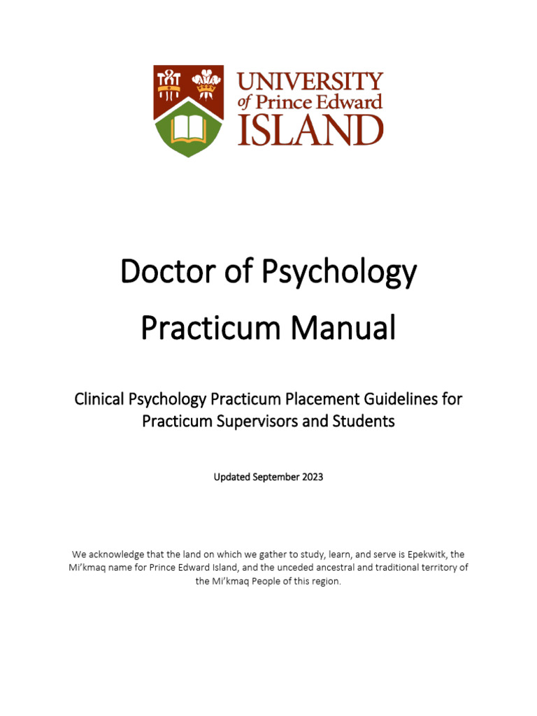 Upei Psyd Practicum Manual | PDF | Psychologist | Psychology