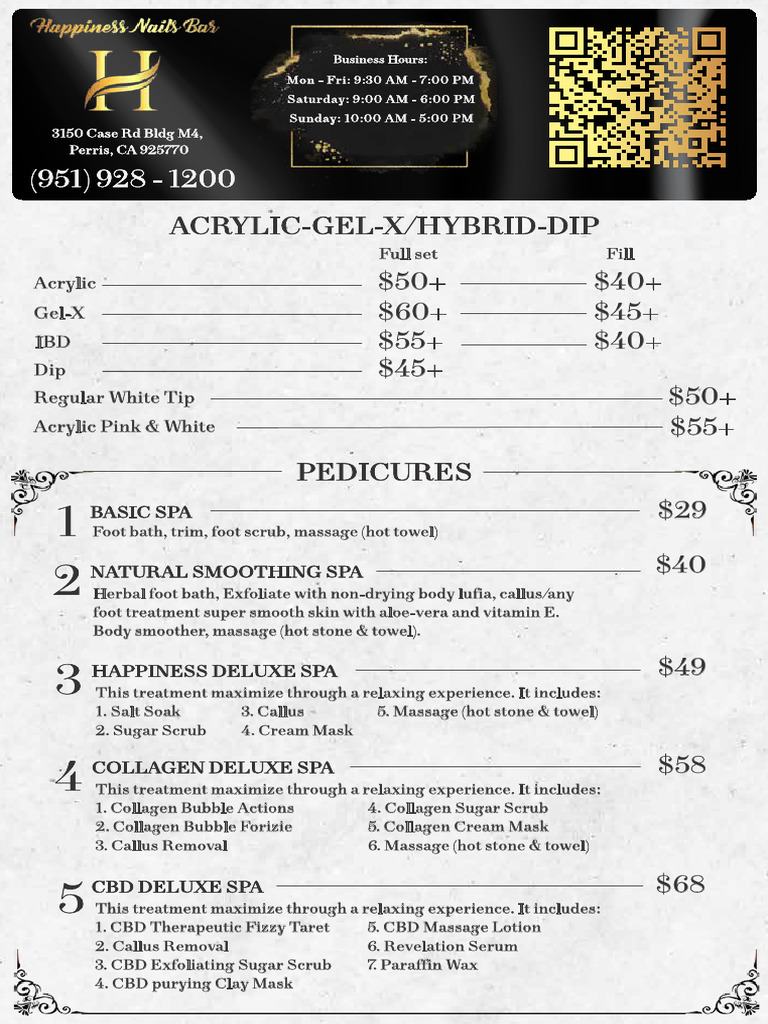 Happiness Nails Bar Menu | PDF