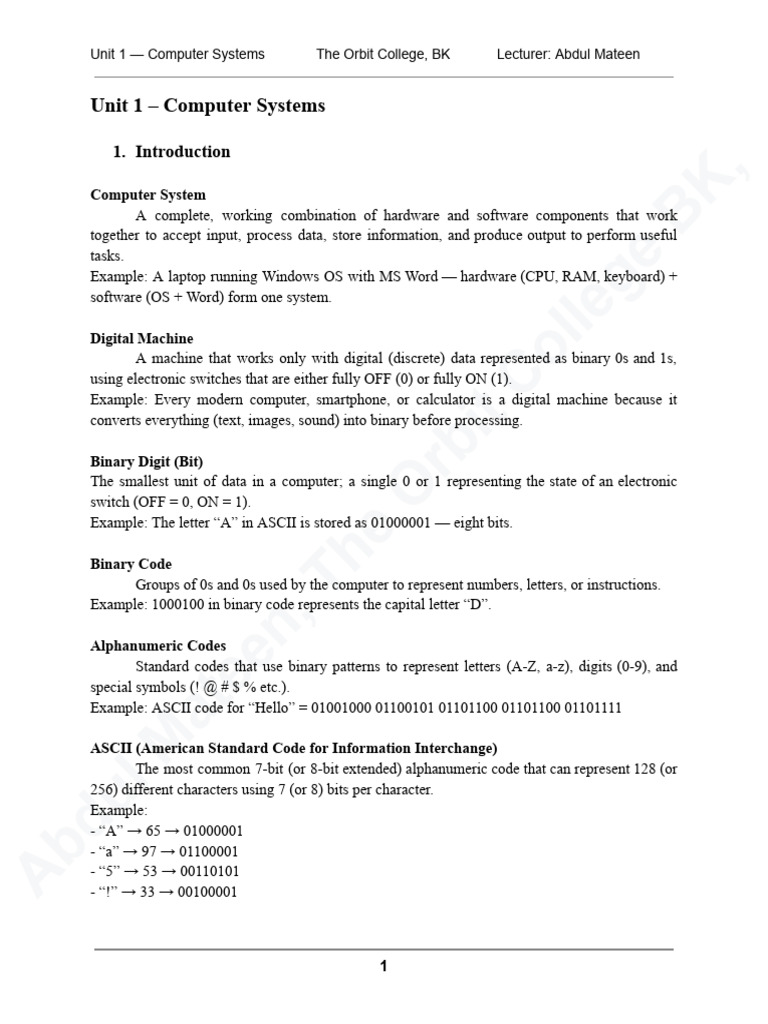 Unit 1 – Computer Systems | PDF | Logic Gate | Boolean Algebra
