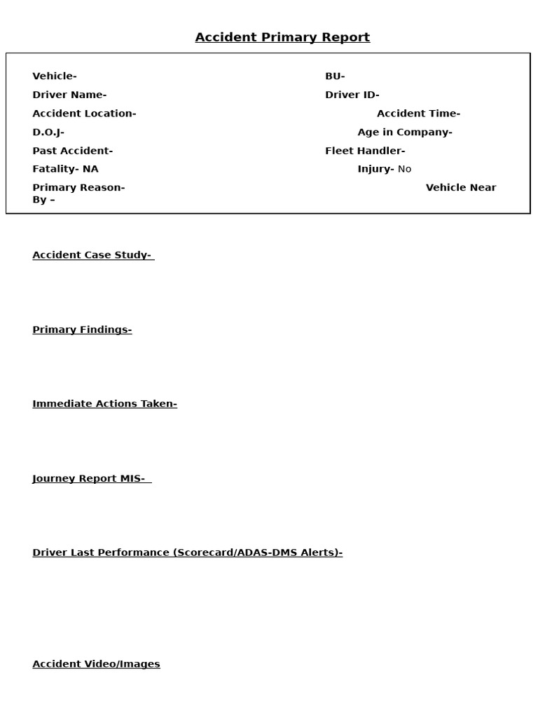 Accident Primary Report | PDF