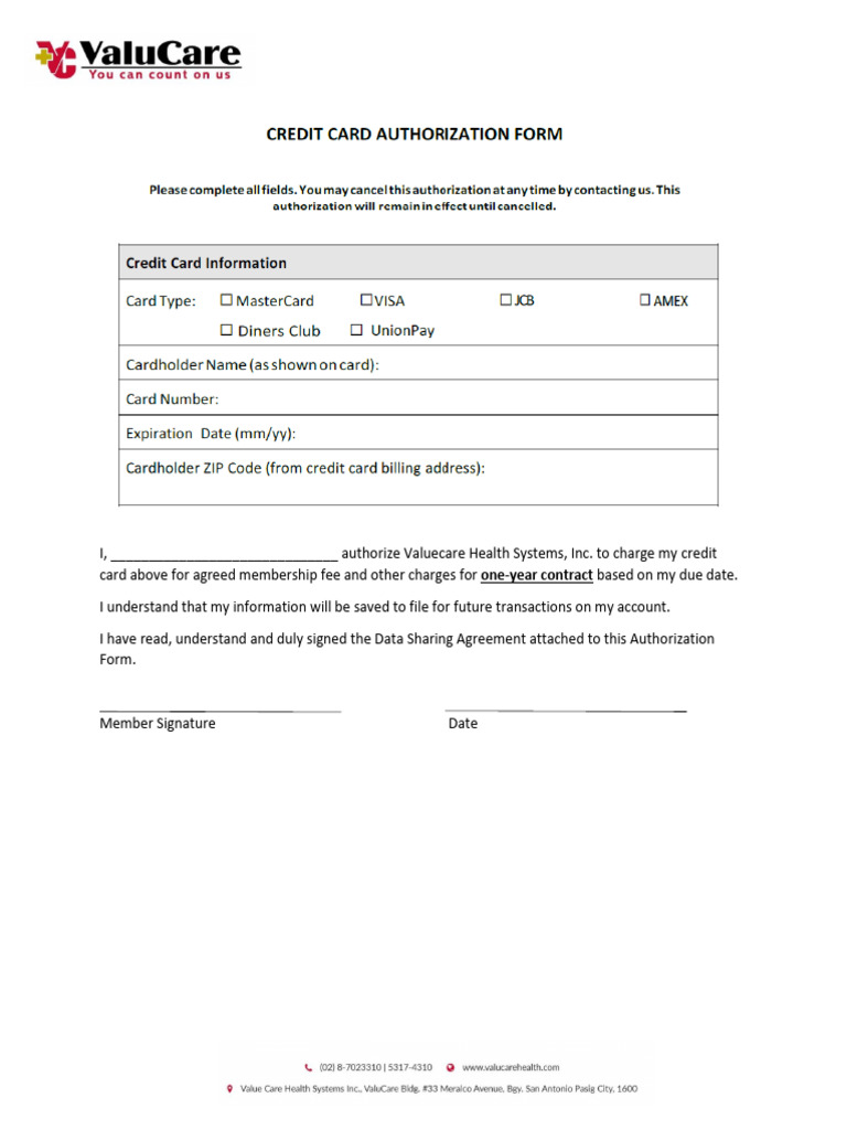 3. Authorization Form 1 | PDF