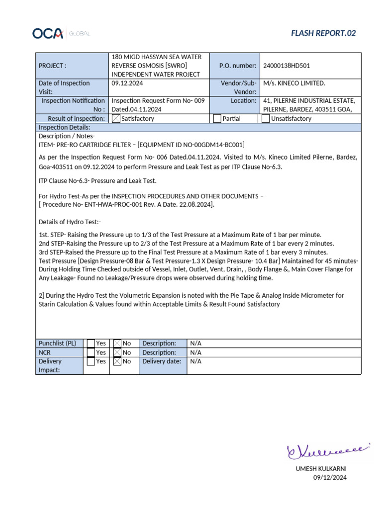 OCA Flash Report Template | PDF