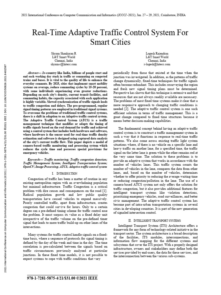 8. Real-Time Adaptive Traffic Control System for Smart Cities | PDF ...