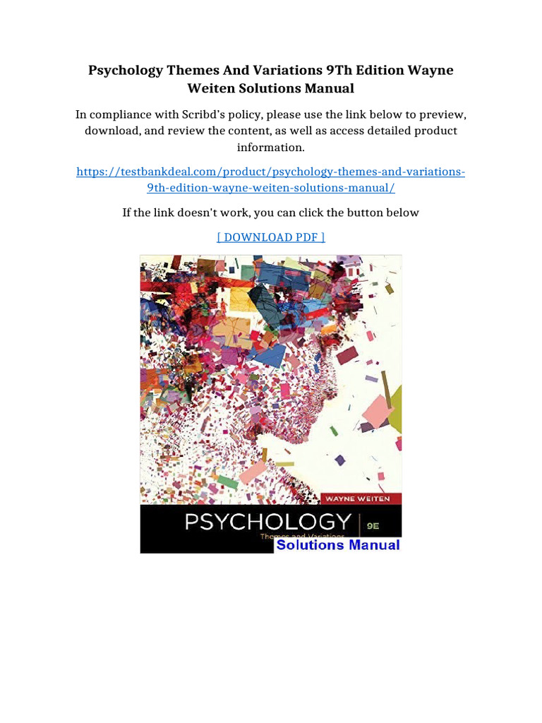 Psychology Themes and Variations 9th Edition Wayne Weiten Solutions Manual | PDF | Qr Code
