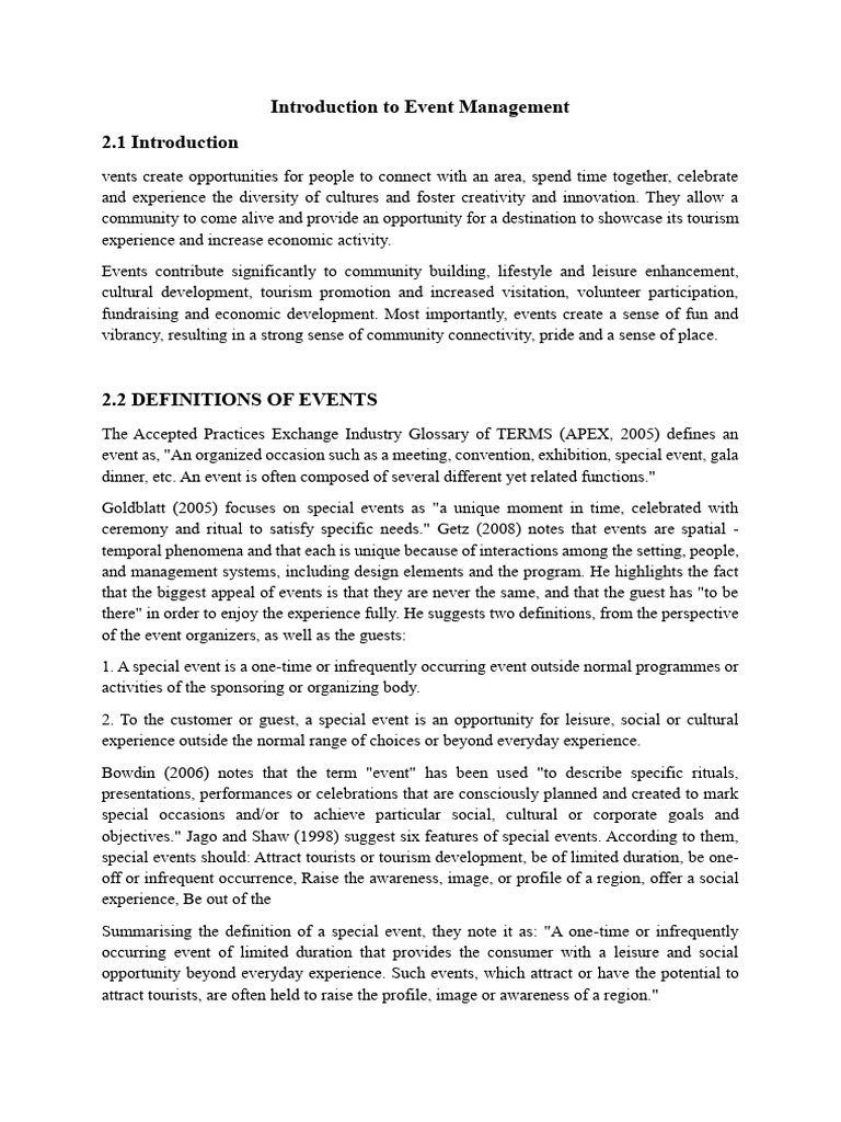 Introduction To Event Management | PDF | Evaluation | Tourism
