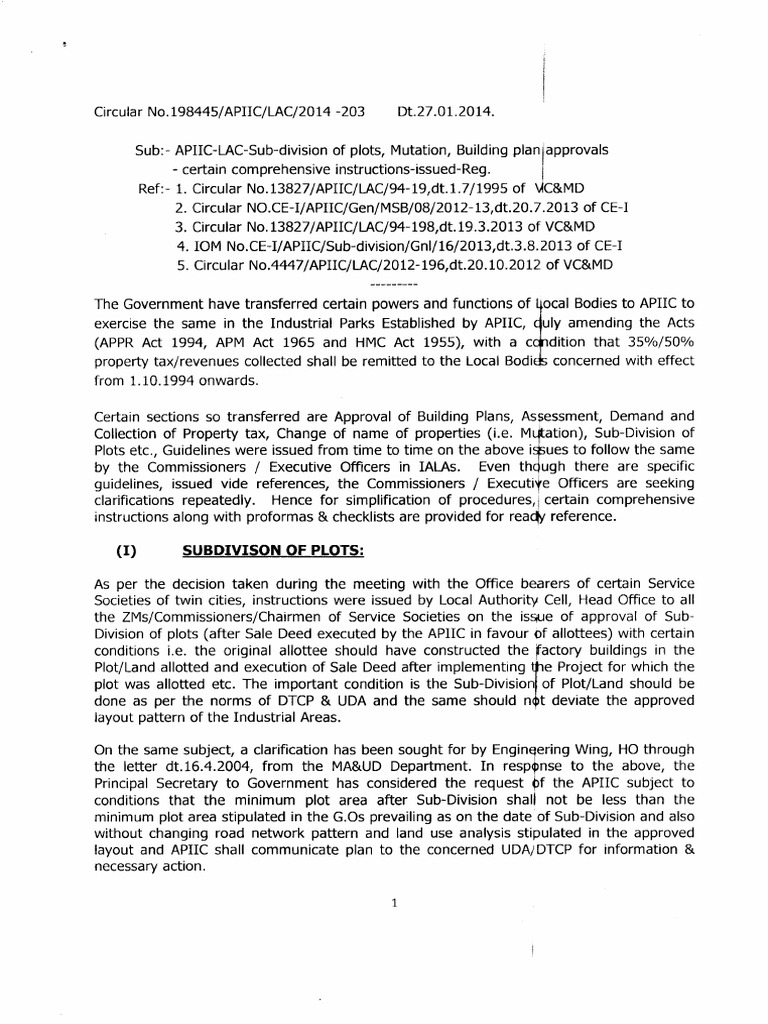 APIIC Circular For BPA Mutation | PDF