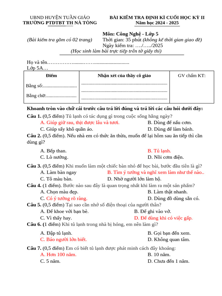 De Thi Hoc Ki 2 | PDF