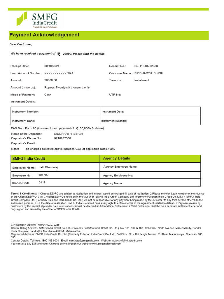 Siddharth Singh 26000 | PDF | Payments | Cheque