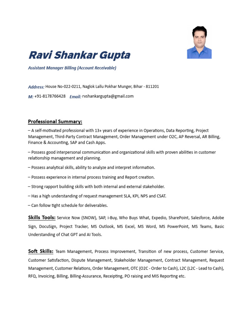 Ravi Shankar Gupta - Resume | PDF | Business