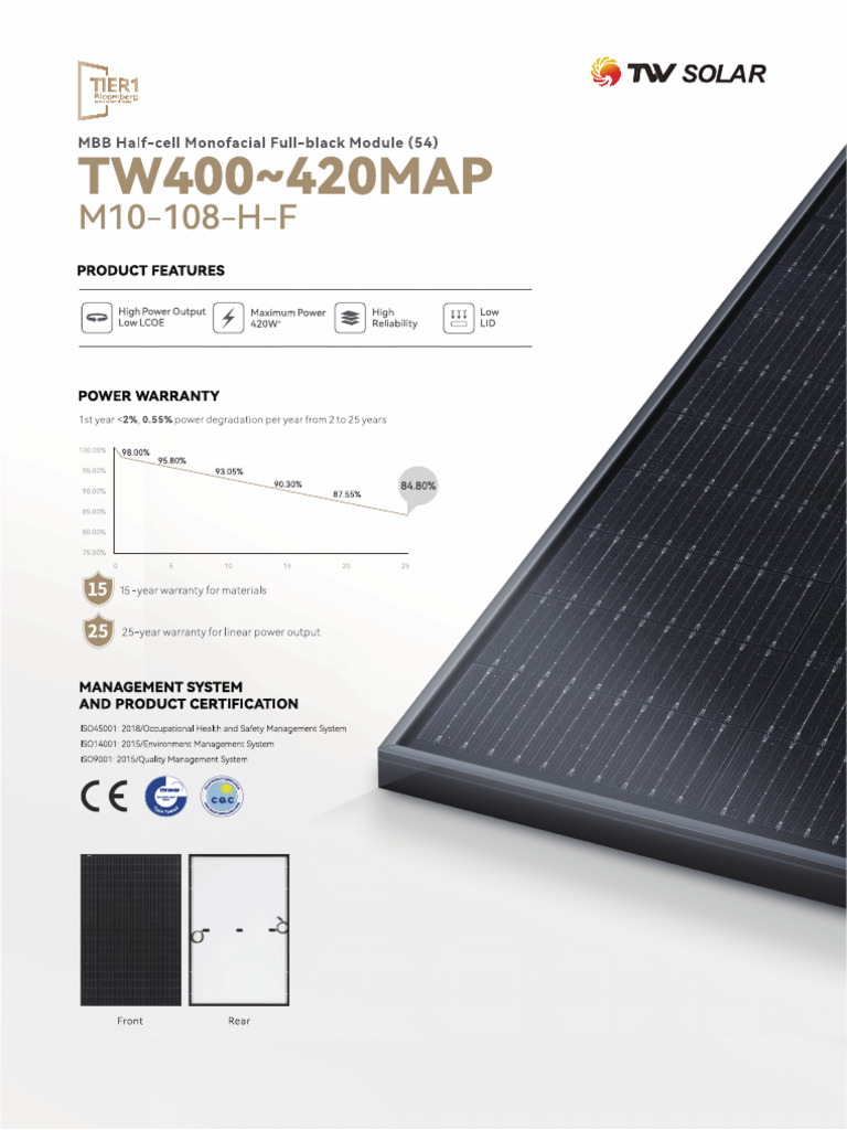 Datasheet TW400 420MAP M10 108 H F Full Black en | PDF