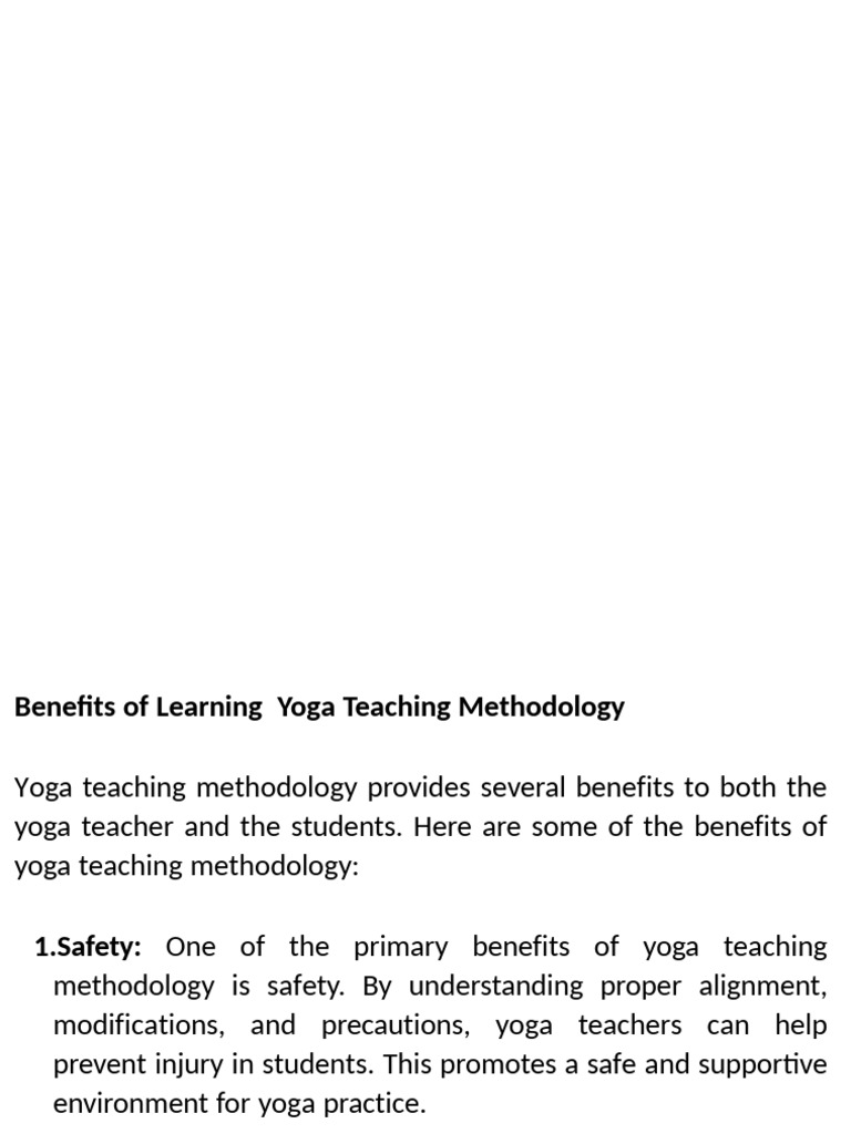 Benefits of Yoga Teaching Methodology | PDF