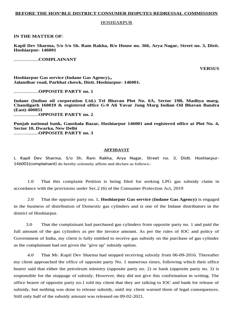 Affidavit Consumer Forum | PDF