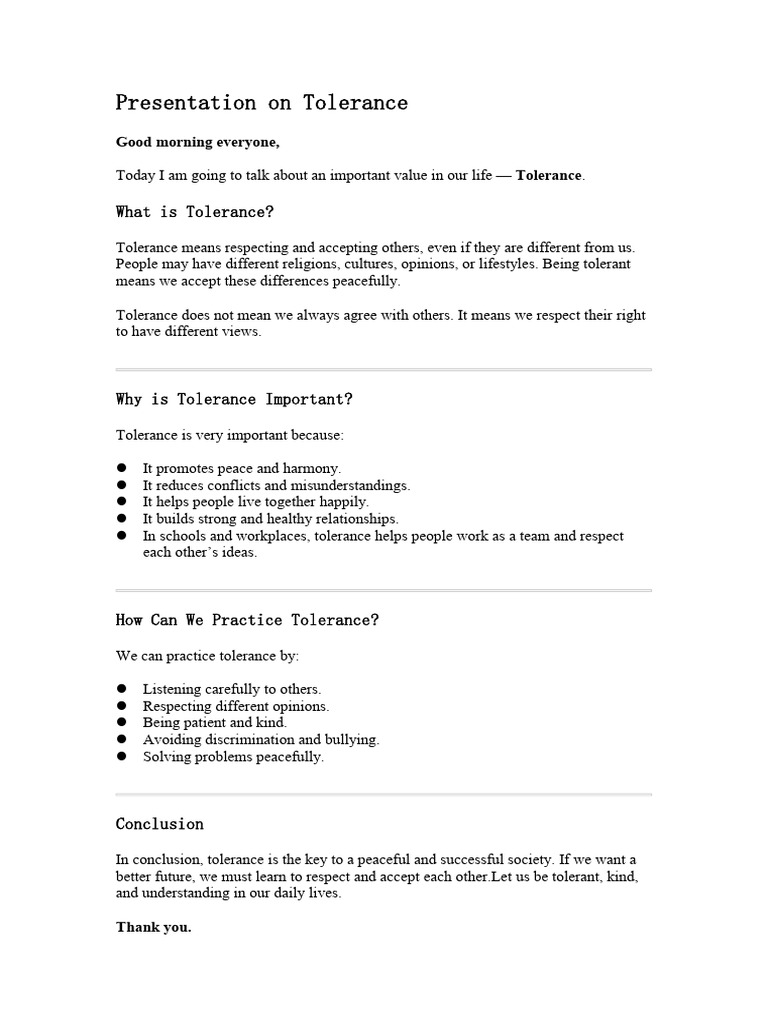 Presentation of Tolerence | PDF