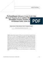 Perbandingan Glasgow Coma Scale Dan Revised Trauma Score Dalam Memprediksi Disabilitas Pasien Trauma Kepala Di Rumah Sakit Atma Jaya