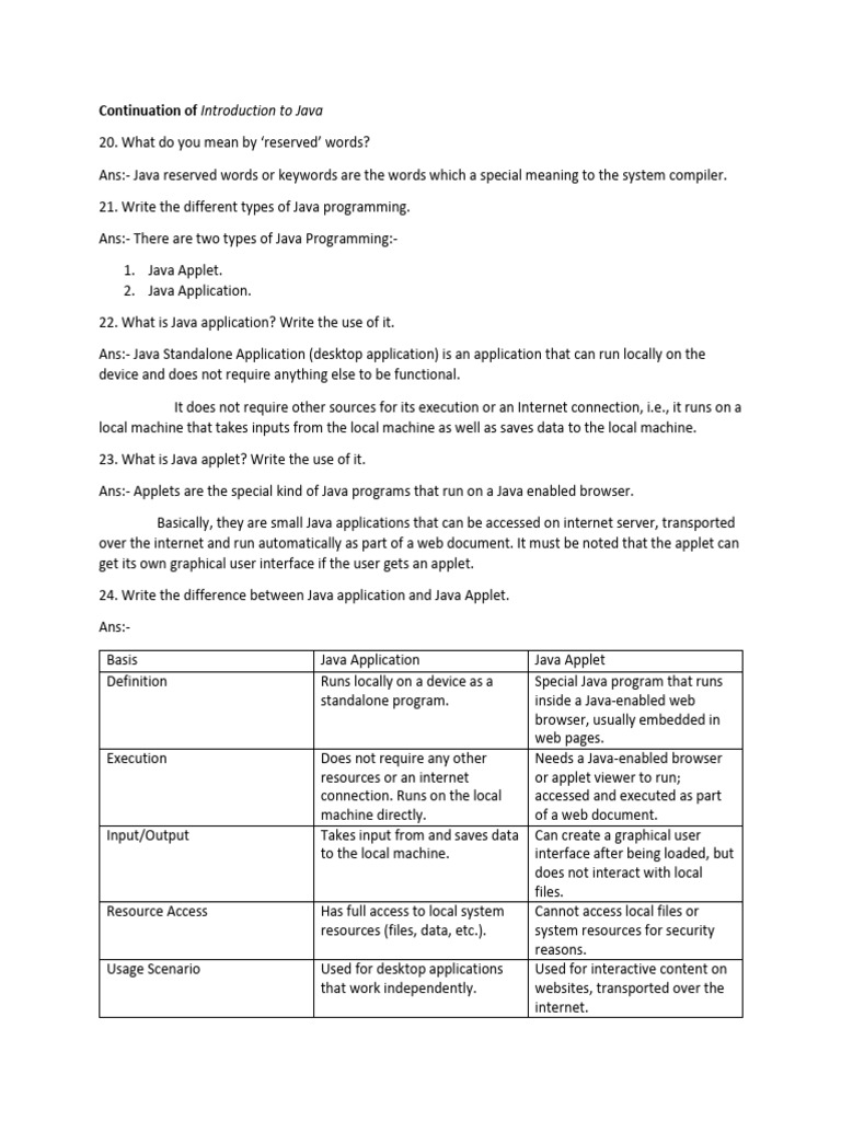 Continuation of Introduction To Java | PDF | Java (Programming Language ...