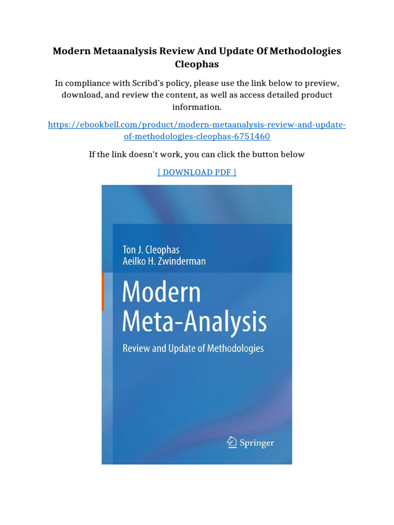 Modern Metaanalysis Review And Update Of Methodologies Cleophas | PDF ...