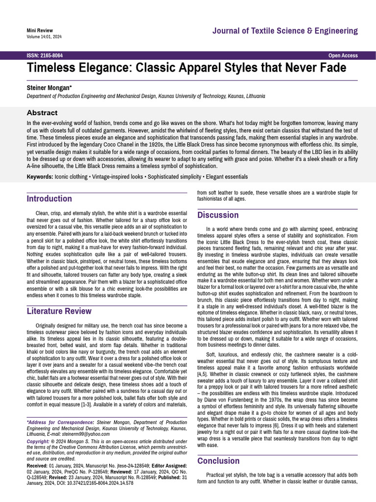 Timeless Elegance Classic Apparel Styles That Never Fade | PDF ...