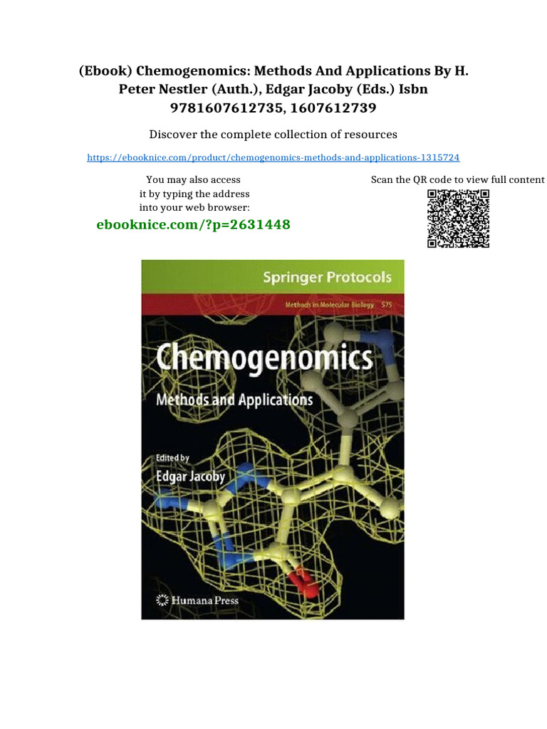 (Ebook) Chemogenomics: Methods and Applications by H. Peter Nestler ...